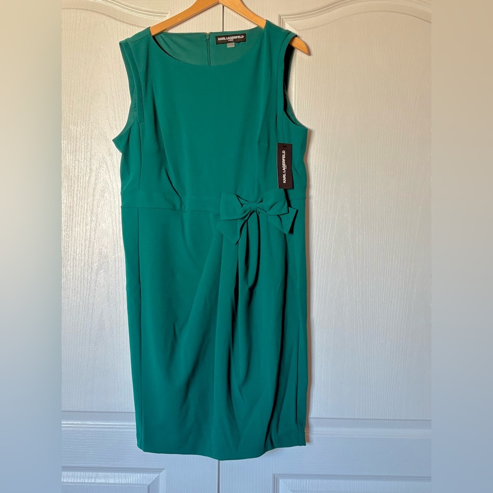 Karl Lagerfeld Teal Sleeveless Midi Dress Size 16